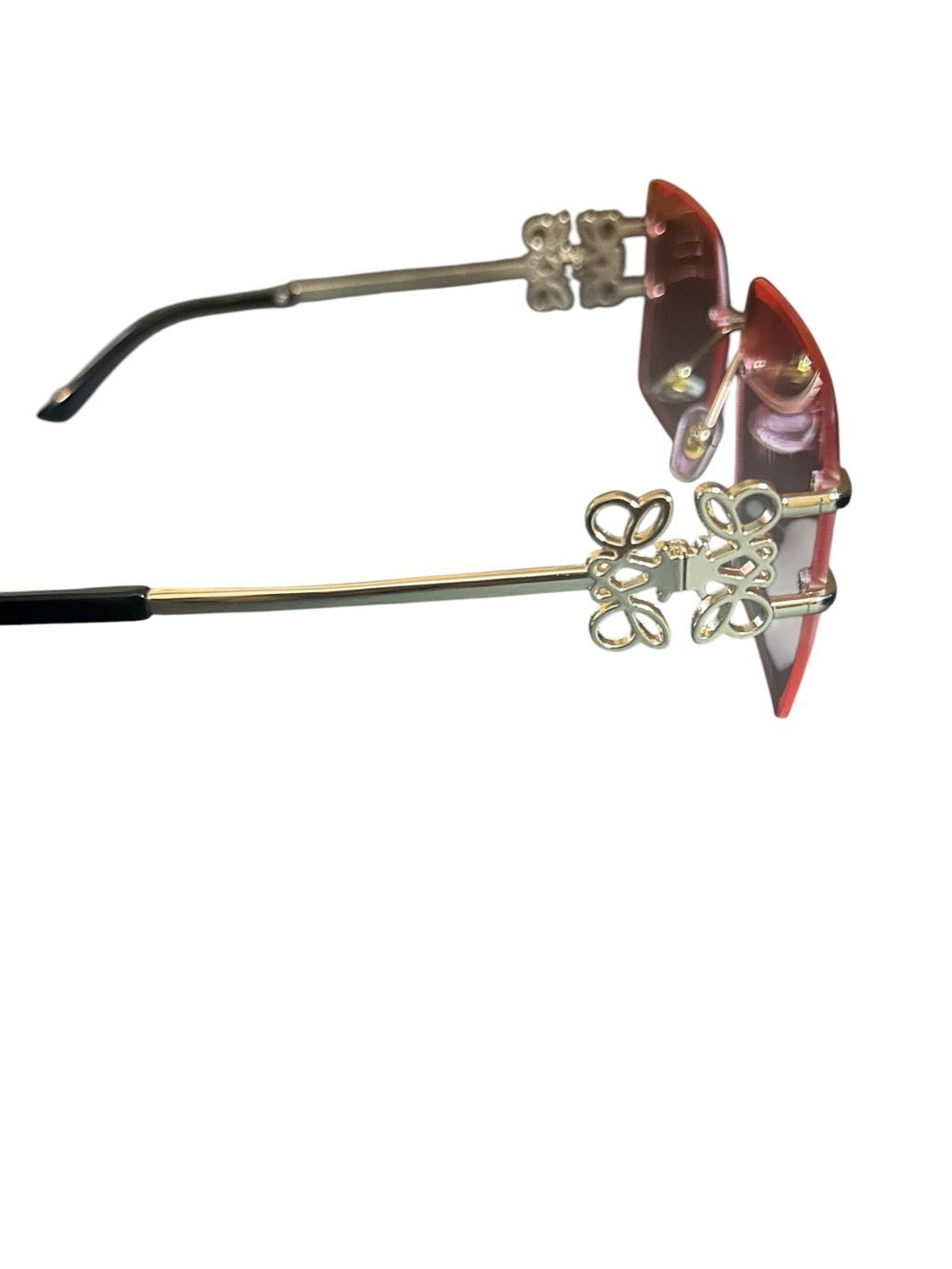 Loewe-Rimless Hexagon Sunglasses in Pink Gradient with Gold Bridge/fashion